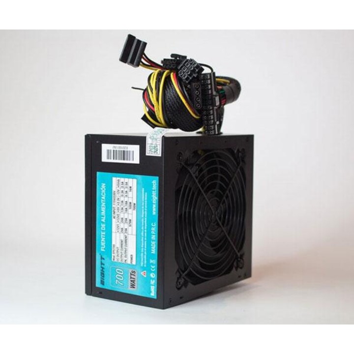 ATX power supply 700w Eightt Eps700 / Fan 120mm / 14db / 1x Eps / 12v 4 Pins / 4xSata / Pcie 6+2 / 2xIde / Black EPS700