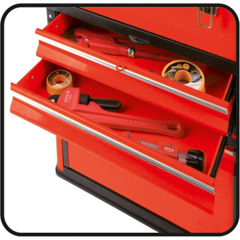 Yato YT-09108 pieza pequeña y caja de herramientas Metal Negro, Rojo