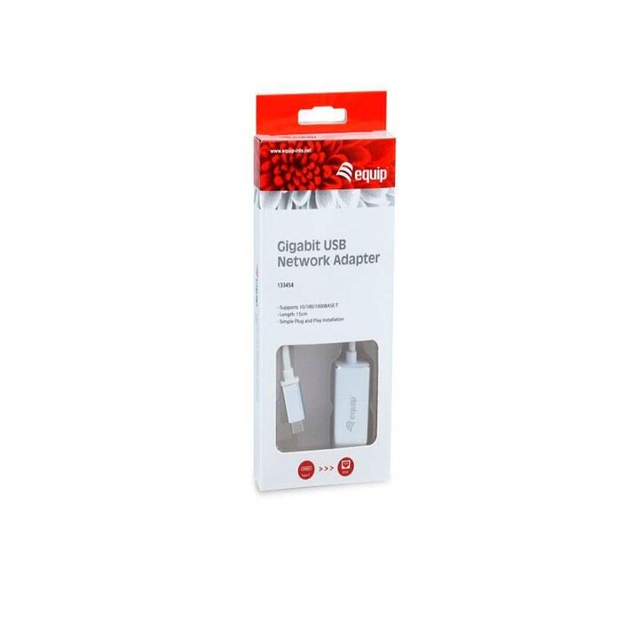 Adaptateur convertisseur RJ45 Type-C vers Gigabit Ethernet / 15 cm / Aluminium / Equip 133454