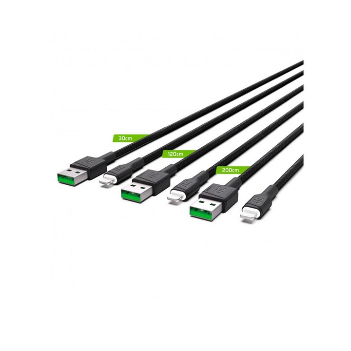 Type-C to Lightning data cable (iphone/ipad) Set x3 / 30cm / 120cm / 200 cm / KABGCSET04 / Greencell