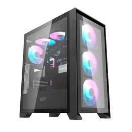 Boîtier gaming Darkflash DRX70 noir / ATX / verre trempé / USB 3.0 / Type-C / 4 ventilateurs RGB inclus