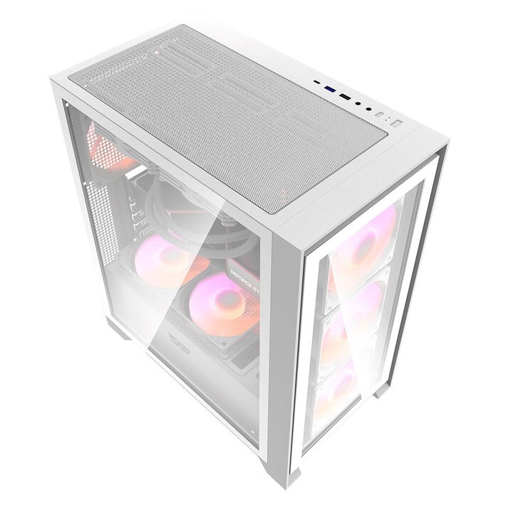 Gabinete Gamer Darkflash DRX70 Branco / ATX / Vidro Temperado / USB 3.0 / Inclui 4 Ventoinhas RGB