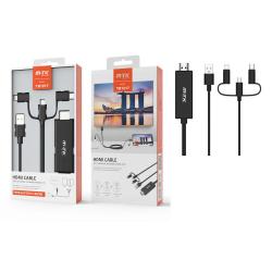 HDMI to TV Cable 3 in 1 (MicroUSB + Type-C + lightning) 1.8m / Black / TB1217 / 0152172 / MTK