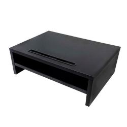 Support d&#39;écran en bois Phoenix / 2 hauteurs / Gestion des câbles / Noir / PHWRAISER2B