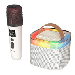 Alto-falante Bluetooth 5.3 + Microfone sem fio / TF4186 / 10w / 2000mah / Luz RGB / Tws / Micro SD / Aux / Branco / Mtk