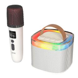 Bluetooth 5.3 Speaker + Wireless Microphone / TF4186 / 10w / 2000mah / RGB Light / Tws / Micro SD / Aux / White / Mtk
