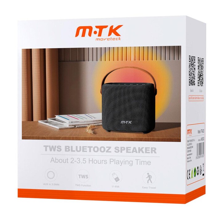 Alto-falante Bluetooth 5.3 TF4203 / 14w / 2400 mAh / Luzes LED / Tws / FM / Microsd / USB / Preto / MTK / 0452032