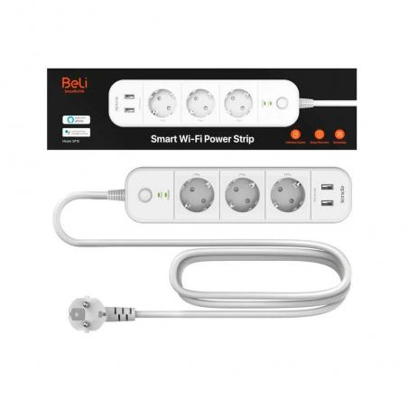 Regleta 3 tomas IPCOM / Proteccion infantil / 2x Puerto de carga USB / Blanca / SP15