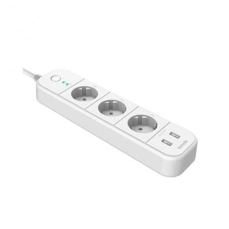 Regleta 3 tomas IPCOM / Proteccion infantil / 2x Puerto de carga USB / Blanca / SP15