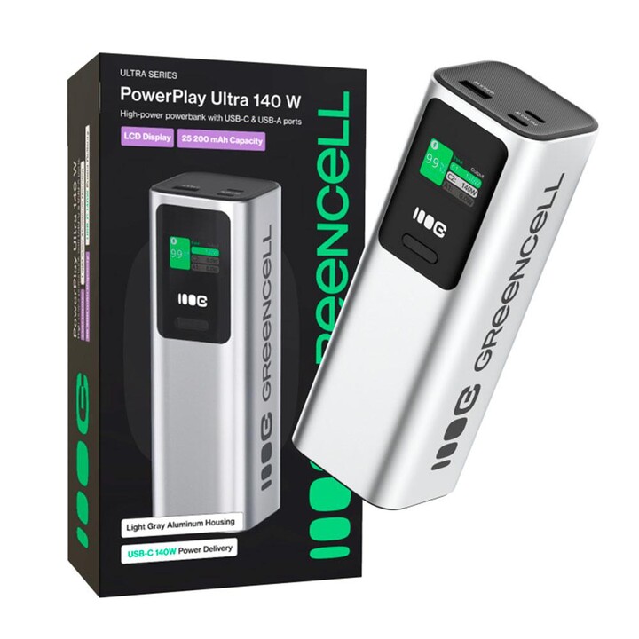 Greencell Powerbank 25200mAh 2xTipo C 140W 1xUSB 3.0 22,5W / PBGC25UD
