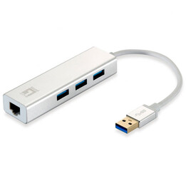 USB 3.0 to Gigabit Ethernet RJ45 Level One Adapter with USB 3.0 Hub
