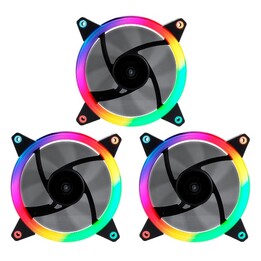 Kit mit 3 internen Unyka Candy 120-mm-ARGB-LED-Lüftern mit 7 Blättern, 1500 U/min, mit Fernbedienung