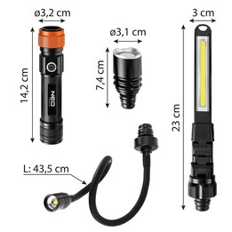 NEO 99-107 lámpara 3 en 1 COB LED negra