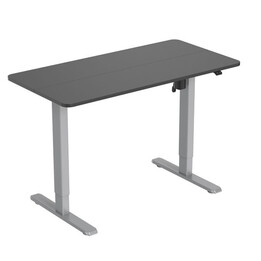 Tavolo elettrico ergonomico regolabile in altezza, piano nero, 120x60 cm, struttura grigia, touch control