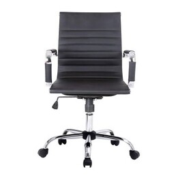 Office chair with medium backrest, black color, high-quality PU coating, ergonomic