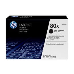 Lot de 2 cartouches de toner noir HP CF280XD d´origine, 80x, 13 800 pages