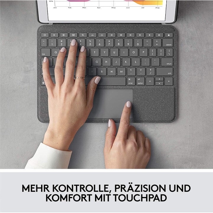 Logitech Touch Combo for iPad, keyboard case with trackpad, Smart Connector technology, Black (German Qwertz)