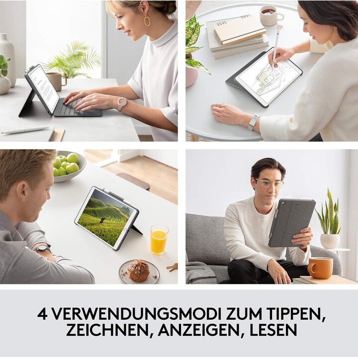 Logitech Touch Combo for iPad, keyboard case with trackpad, Smart Connector technology, Black (German Qwertz)