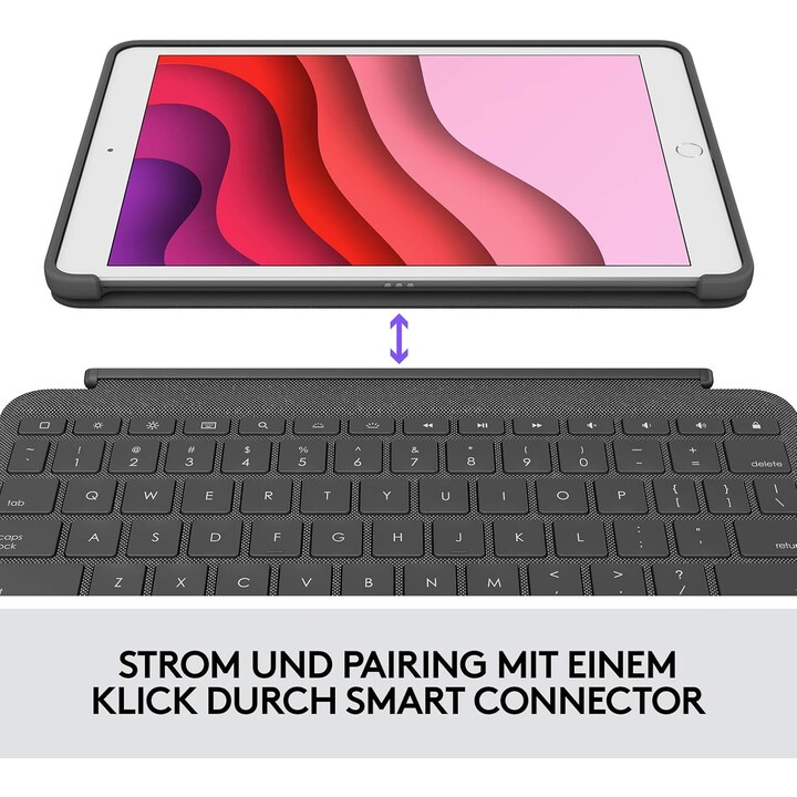 Logitech Touch Combo for iPad, keyboard case with trackpad, Smart Connector technology, Black (German Qwertz)