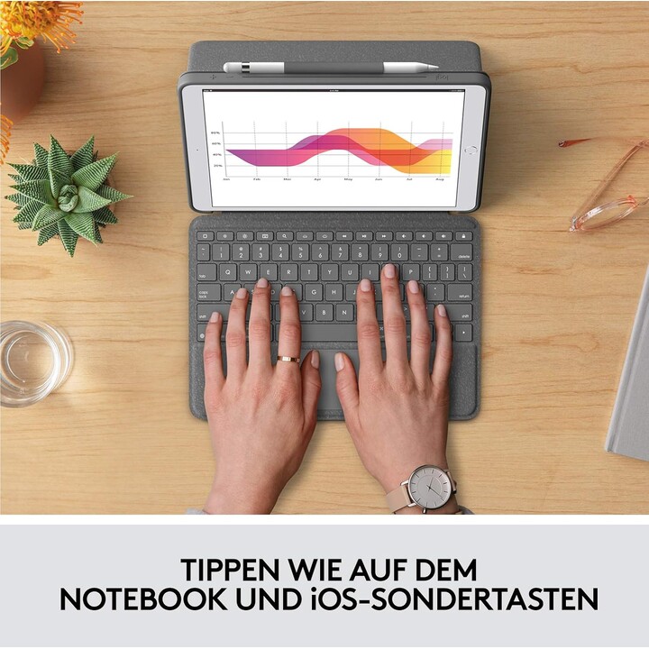 Logitech Touch Combo pour iPad, étui clavier avec trackpad, technologie de connecteur intelligent, noir (Qwertz allemand)