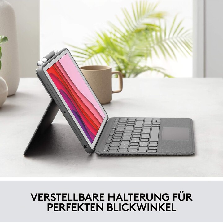 Logitech Touch Combo for iPad, keyboard case with trackpad, Smart Connector technology, Black (German Qwertz)