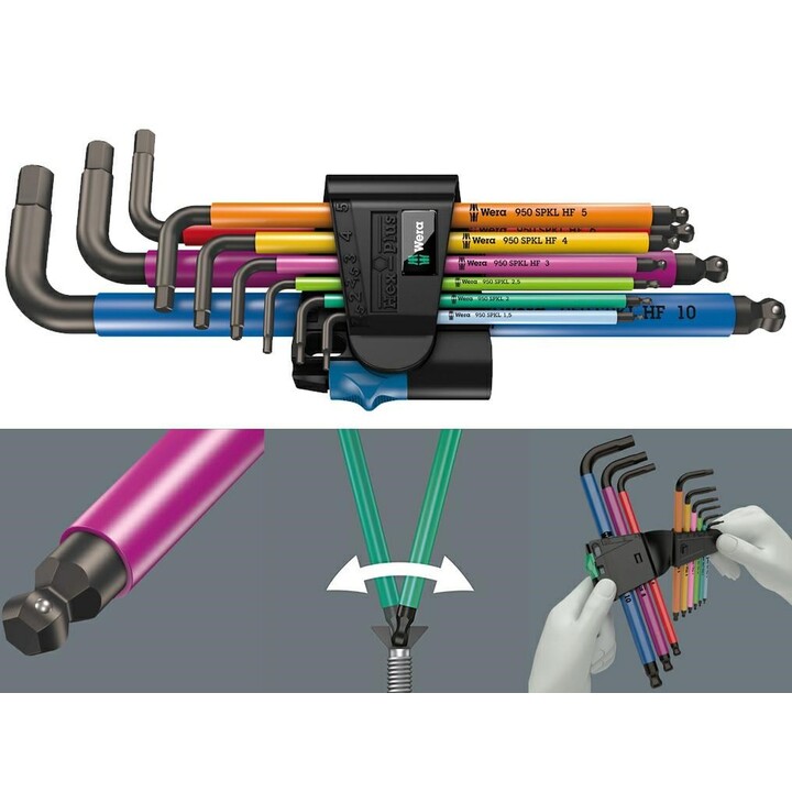 Wera 5022210001, Jeu de clés en L métriques, 9 pièces, noir