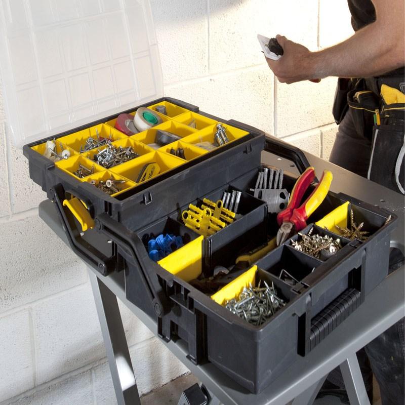 Stanley STST1-75540 pieza pequeña y caja de herramientas Caja para piezas pequeñas Plástico Negro, Transparente