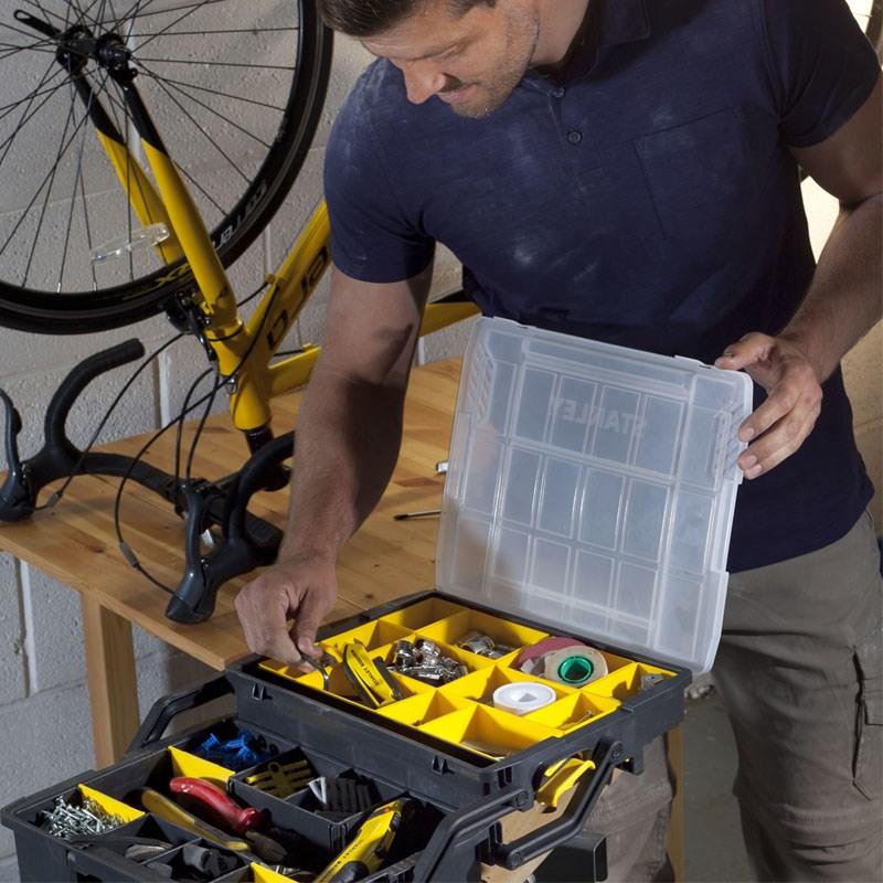 Stanley STST1-75540 pieza pequeña y caja de herramientas Caja para piezas pequeñas Plástico Negro, Transparente