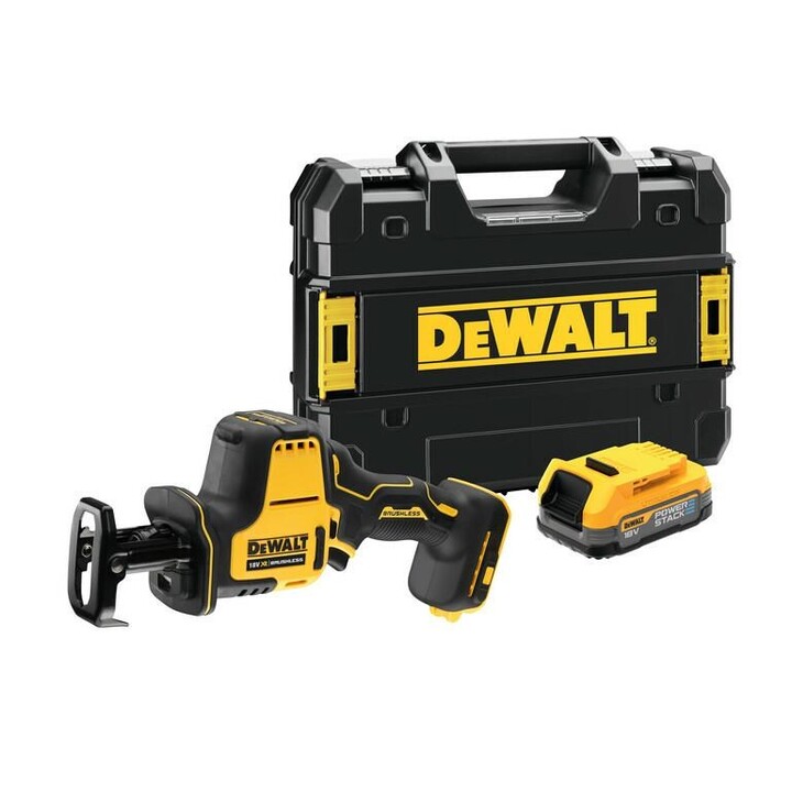 DeWALT DCS369E1T, Serra tico-tico compacta 18V XR, motor sem escovas, caixa TSTAK, amarelo