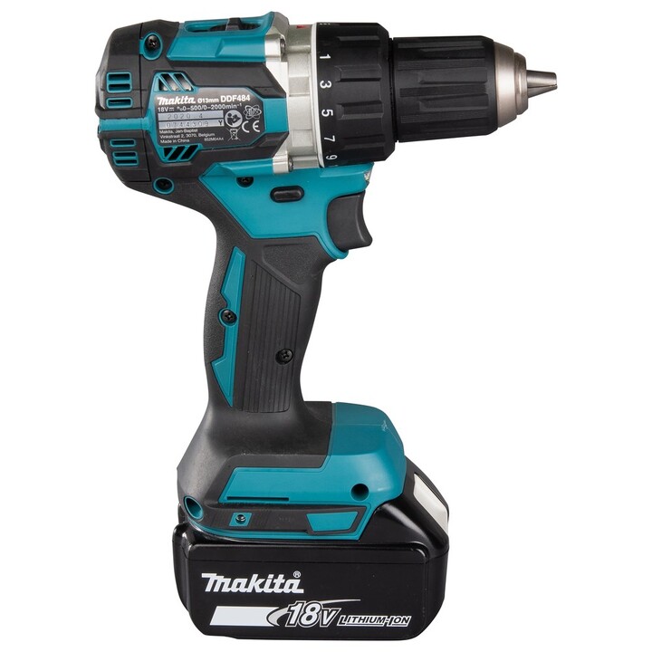 Makita DDF484RFJ, taladro atornillador sin escobillas 18V LXT, tamaño compacto 2000 RPM, negro/azul