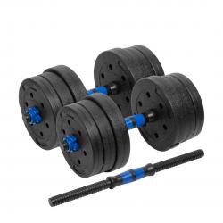 Adjustable bitumen dumbbells with connector 2x10kg REBEL ACTIVE