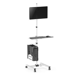 Maclean Profi-Standwagen, mobiler Computerarbeitsplatz auf Rädern, max 17"-32", max 20kg, MC-793 W