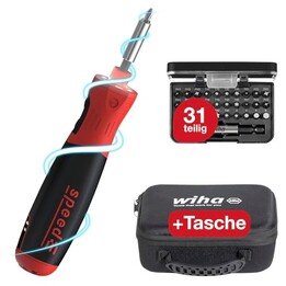 Parafusadeira elétrica Speede® PocketDrive com estojo de bits e bolsa