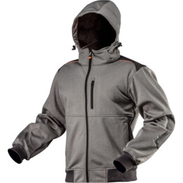 Softshell -Arbeitsjacke mit abnehmbarer Kapuze, Größe m