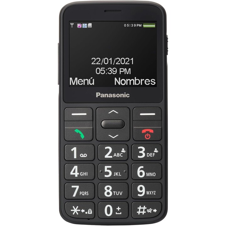 Panasonic KX-TU160ExB, SOS-Taste, große Hintergrundbeleuchtungsschlüssel, Kompatibilität für Hörgeräte, Bluetooth, Schwarz