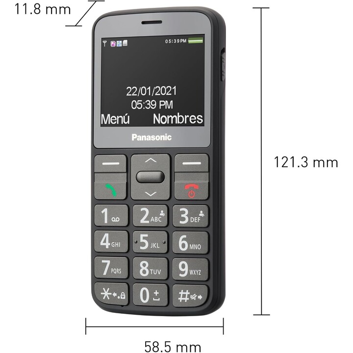 Panasonic KX-TU160ExB, SOS-Taste, große Hintergrundbeleuchtungsschlüssel, Kompatibilität für Hörgeräte, Bluetooth, Schwarz