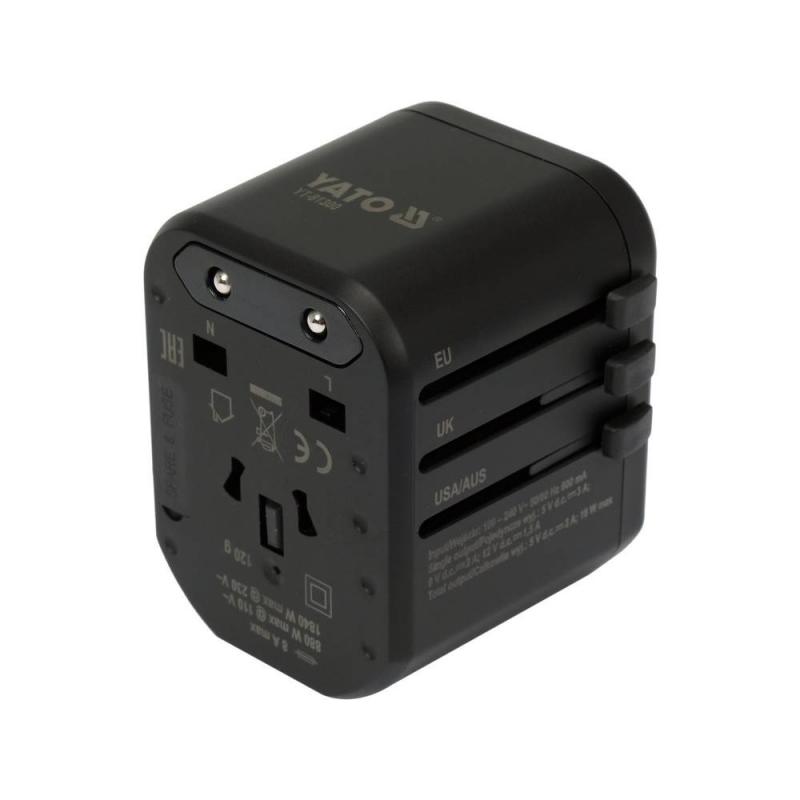Yato YT-81300 cargador de dispositivo móvil Universal Negro Corriente alterna Carga rápida Interior