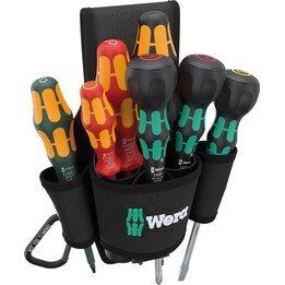 Wera 100280249 fondina da cintura con set di cacciaviti 9622+ da 8 pezzi per la conservazione, nero