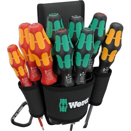 Wera 100294051 estojo para cinto com conjunto de chaves de fendas 9620 de 10 peças para arrumação, Preto