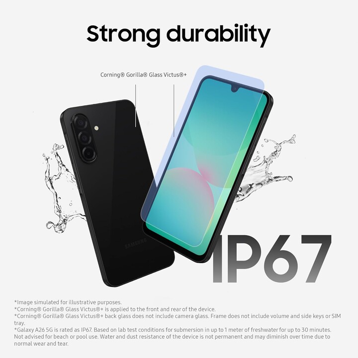 Samsung Galaxy A26 A266, 6+128GB, smartphone 5G, intelligenza fantastica, fotocamera da 50 MP, nero