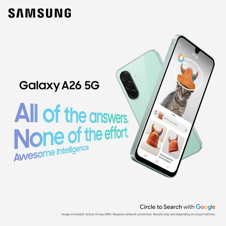Samsung Galaxy A26 A266, 6+128GB, smartphone 5G, intelligenza fantastica, fotocamera da 50 MP, nero