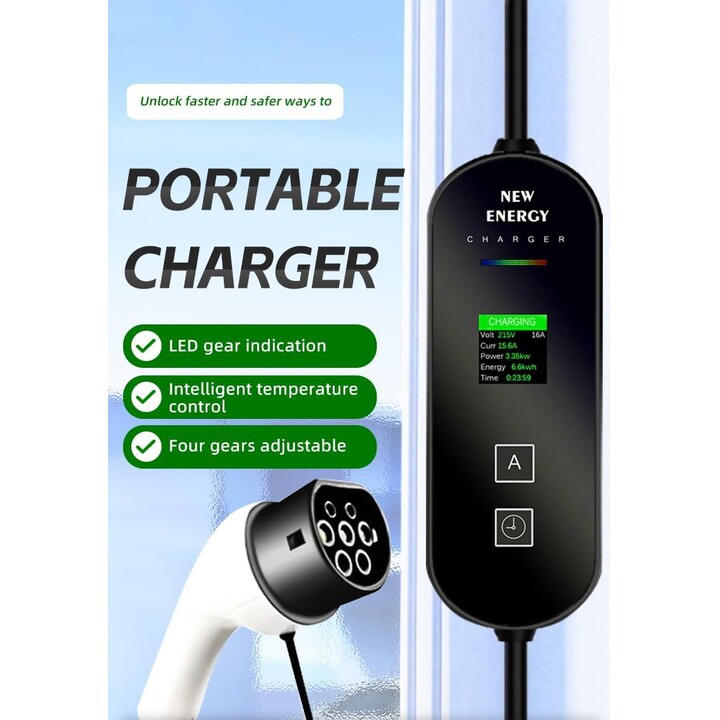 Cargador de Coche Eléctrico con Pantalla LCD EV 32A/7.0KW/10M sin Cabezal de Enchufe