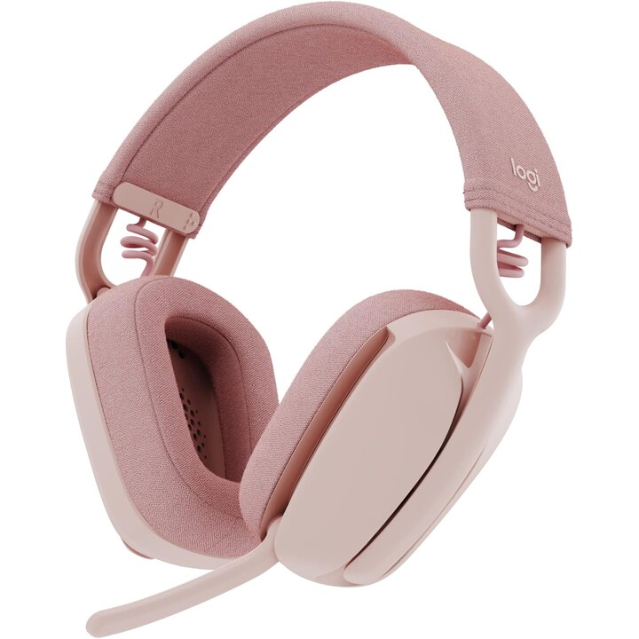 Logitech Zone Vibe 100, écouteur sur-auriculaire sans fil léger avec microphone antibruit, rose