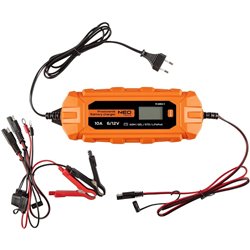 NEO TOOLS CARREGADOR AUTOMÁTICO, CARREGADOR DE CARRO E MOTORCIONA com tela LCD, baterias AGM/Gel (10A/160W, 3-200AH)