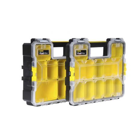 Stanley 1-97-518 pieza pequeña y caja de herramientas Caja para piezas pequeñas Plástico Negro, Transparente, Amarillo