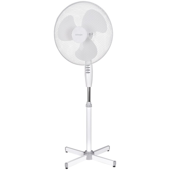 Activejet Regular WSR-40B, Pedestal Fan with Height Adjustment and Modern Home Design, White
