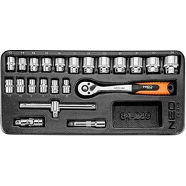 NEO Tools 84-239 jogo de soquetes 3/8" 22 peças CrV
