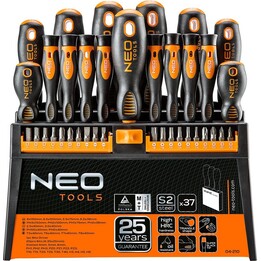 Neo Tools 04-210, Set di cacciaviti e punte, 37 pezzi, nero