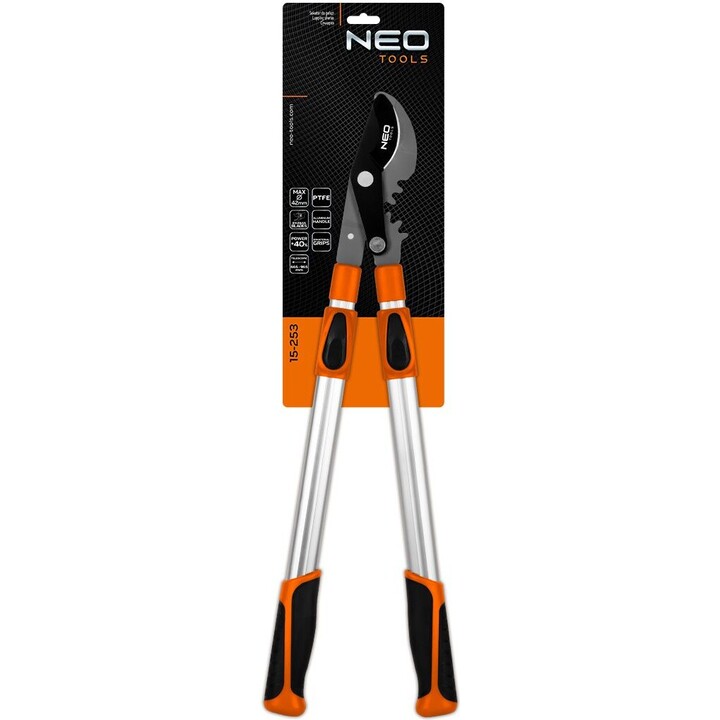 Neo Tools TOP-15-253, Teleskop-Bypass-Schere 665mm, Orange