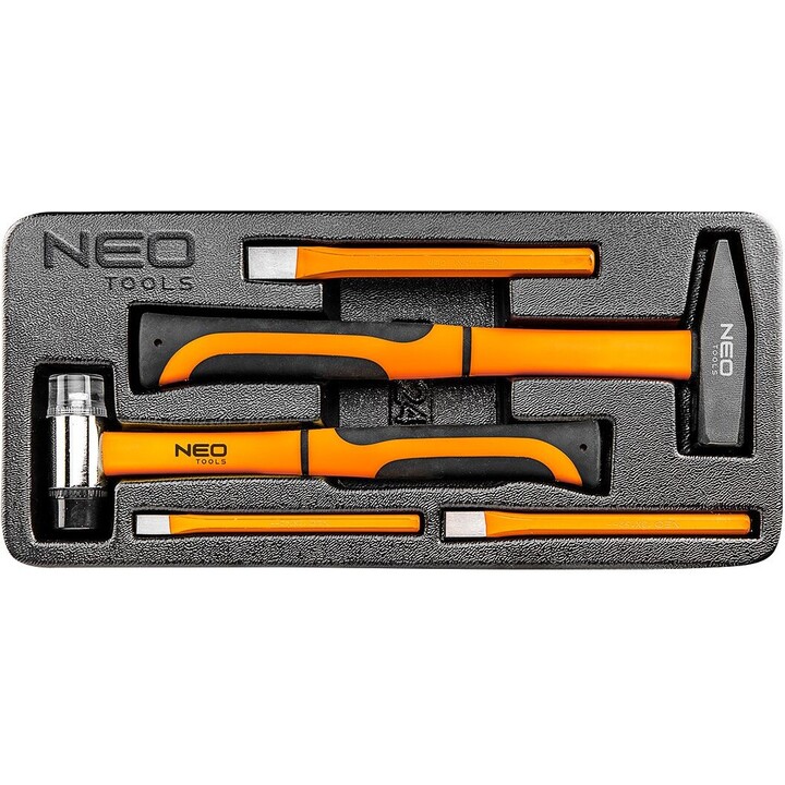 Hammers and chisel set, 5 pieces, insert